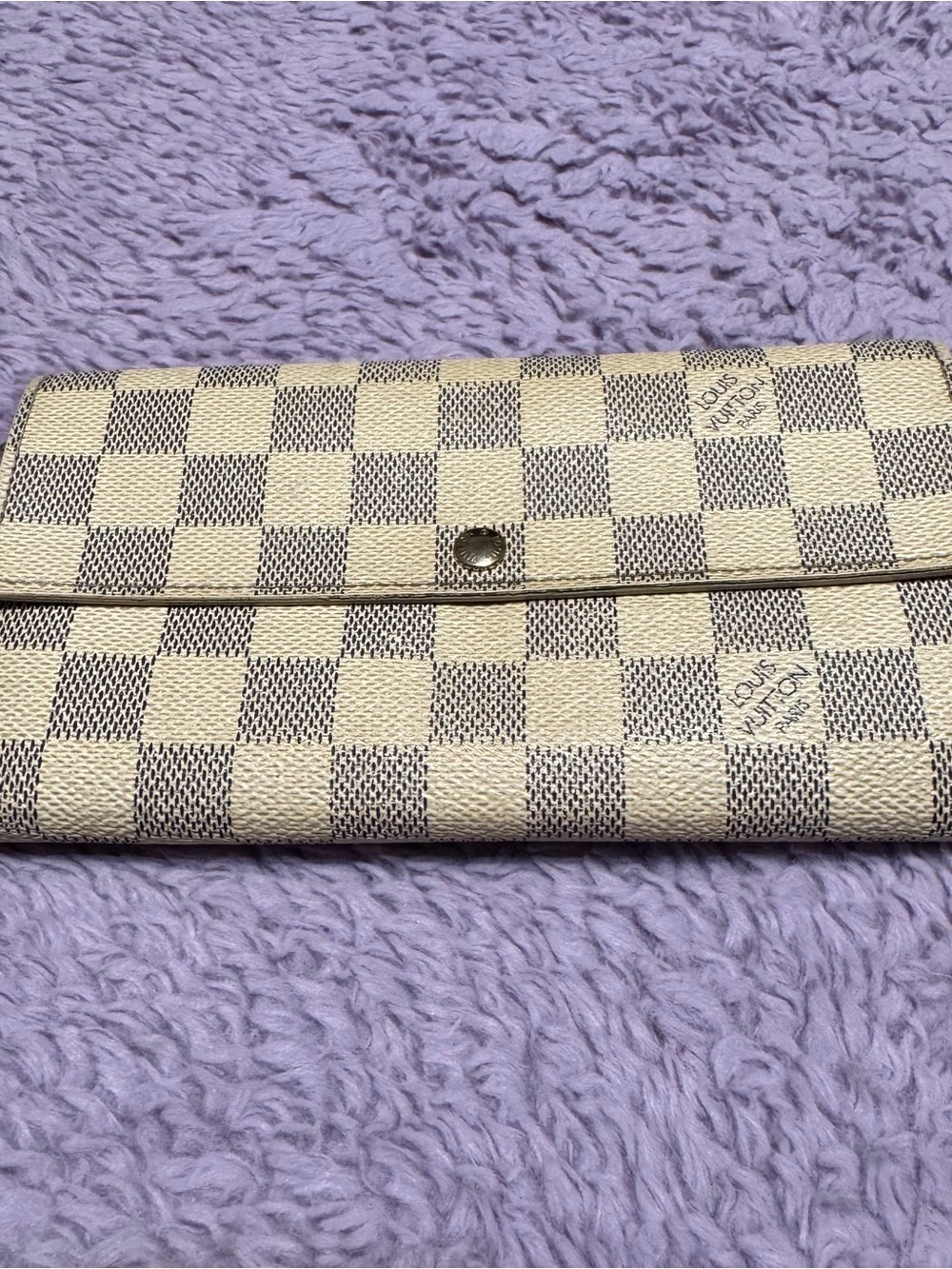 Louis Vuitton Cream Damier Azur Check Canvas Continental Wallet